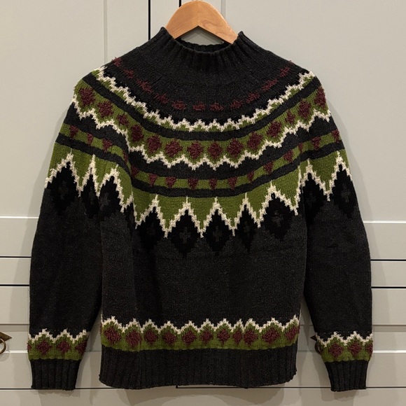 Weekend Max Mara Sweaters - Weekend Max Mara Black and Green Patterned Sweater